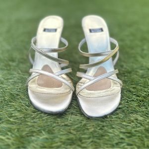 Stuart Weitzman Gold Slip on Strappy Heels, Size 5